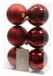 6x Boules de Noël rouge foncé en plastique 8 cm - Mat/brillant - Boules de Noël incassables en plastique - Décoration de sapin de Noël rouge foncé