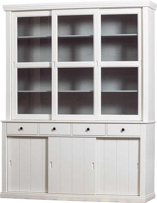 WOOOD Lagos Vitrinekast - White - 214x166x48cm - Pine - Industrial