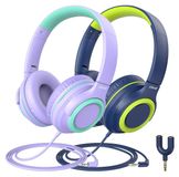 Casque pour enfants - Filaire - Pliable - Limitation de volume 85 dB - Lot de 2 pièces
