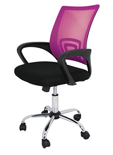 La Silla Española Ribadeo bureaustoel zonder hoofdsteun, polyester en rugleuning, netstof, roze