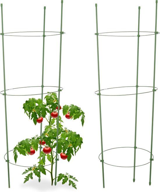 Relaxdays Plantensteun Tomaten - Set 2 Stuks - Klimplantensteun - Rankhulp - Tomatentoren - 76 cm