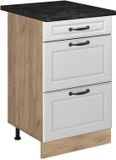 Vicco Keukenonderkast R-Line, Wit landelijk/Goudkleurig Eiken, 50 cm antraciet werkblad
