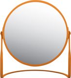 Spirella - Verhoogde Spiegel op Voet Model Akira - Robuust Staal - Dubbelzijdig met 5x Vergroting en Standaard Spiegel - 360° Draaibaar - Badkameraccessoires - Kleur Mat Oranje