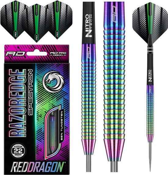 Red Dragon Razor Edge Spectron Steeltip Dartpijlen - 22g - Rainbow