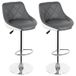 Set de 2 tabourets de bar en similicuir - Tabourets de bar réglables en hauteur - Pivotant - Dossier mi-hauteur - Sans accoudoirs - Design moderne - Gris/blanc