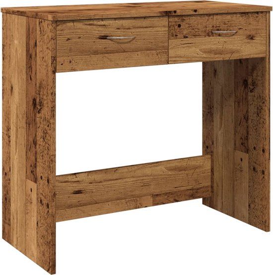 vidaXL Bureau 80x40x75 cm bewerkt hout oud houtkleurig
