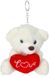 Cepewa Sleutelhanger beertje love - wit - H10 cm - pluche - knuffelbeer - valentijnsdag
