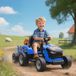 Tracteur électrique pour enfants, tracteur à pédales avec télécommande, démarrage progressif, pour les enfants de 3 à 8 ans, bleu