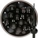 Kaemingk B.V. Kerstversiering boules de Noël en plastique noir 6-8-10 cm paquet de 45x pièces - Avec une étoile de sapin en verre de 26 cm