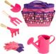 Unyqoos® 6-delige tuinset voor kinderen – Jouets de jardin pour l'extérieur, rose : Mini-arrosoir, sac de jardinage, mini-rateau, transplantoir, fourche et gants
