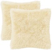 vidaXL Kussensloop 2 stuks Heerlen Crèmekleurig 40 x 40 cm Katoensatijn Fleece