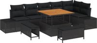 vidaXL Tuinbank Set 9-delig Zwart Polyrattan