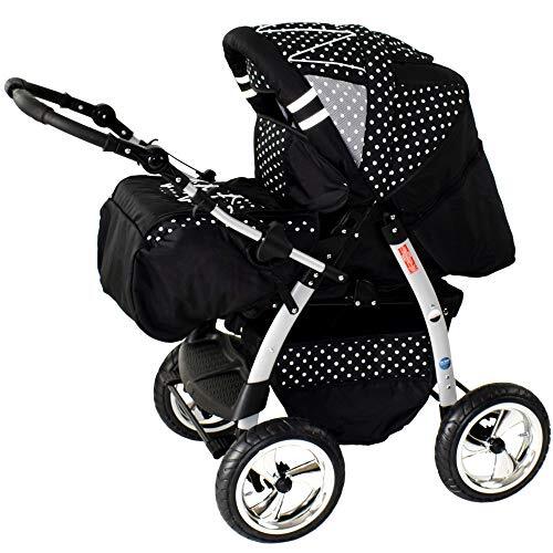 Lux4Kids Kinderwagen met autostoel Isofix alles in een 3-in-1 combikinderwagen King by ChillyKids Cosmic Black & Snowflakes 2-in-1 zonder autostoel