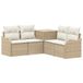 vidaXL - Bankstel - 5 - st - Beige - en - Crème - Wit - Poly - Rattan - en - Staal