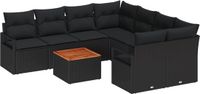 vidaXL Tuinbank Set 9-delig Zwart Polyrattan