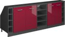Vicco Rion Kastenset voor schuine wand – 210 cm Set van 5 kastrompen 60 cm diepte Rode hoogglans