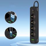 Tech-Protect Stekkerdoos 4 Stopcontacten 2 USB en 1 USB C - 2 Meter Kabel