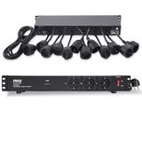 Pyle – 12-Stopcontact 1U Stroomverdeler met Overspanningsbeveiliging, 15A Schakelaar, 4 USB-Poorten en 4,5m Kabel