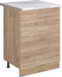 Vicco R-Line meuble de cuisine bas, chêne Sonoma/doré, 60 cm avec 1 porte plan de travail marbre