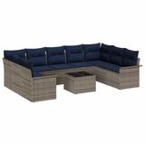 vidaXL Tuinbank Set 10 st Grijs poly rattan