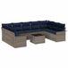 vidaXL Banc de jardin 10 pièces gris poly rotin