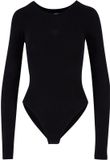 Urban Classics Stretch Jersey Longsleeve Body Dames Shirt met lange mouwen - Zwart - L