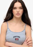 Superdry Athletic Essentials camitopje Dames Vesten Tidal Blue Stripe