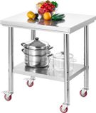 VEVOR RVS Werktafel/Keukentafel (76 x 60 cm) met Wielen