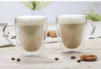 Merkloos Koffieglazen - 8x - dubbelwandig - 270 ml - cappuccino glazen