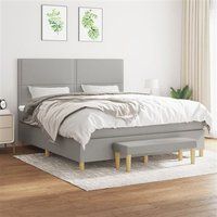 vidaXL Sommier à Lattes de Lit avec Matelas, Lit Rembourré, Lit Double, Lit Adulte de Chambre à Coucher Intérieur, Moderne, Gris Clair 180x200cm Tissu