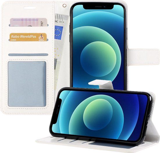 BTH iPhone 12 Pro Book Case - White - Wallet Case - 3 Card Slots