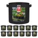 JERIA 12-pack 3 gallon, groente/bloem/plant kweekzakken, beluchtingsstoffen potten met handgrepen (zwart), geleverd met 12 stuks plantenlabels