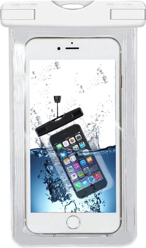 Mmobiel Waterdichte Telefoon Hoes / Waterproof Bag / Case / Pouch - Universeel - Geschikt voor Alle Smartphones - tot 6 Inch - functies onderwater beschikbaar - Volledig Transparant - iPhone / Samsung / Huawei - Wit