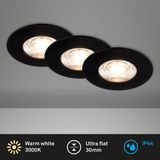B.K.Licht BRILONER KULANA MINI 3-delige set LED inbouwspots zwart 3x 3,6W 350lm IP44 3000K