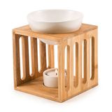 Pajoma 71686 Aromalamp van terracotta/aardenwerk Bamboo, Keramisch Wit, Hout