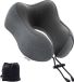 Bol Coussin cervical en mousse à mémoire de forme - Coussin de voyage léger pour avion, train, voiture - Coussin de soutien cervical pour le voyage, le camping - Gris foncé