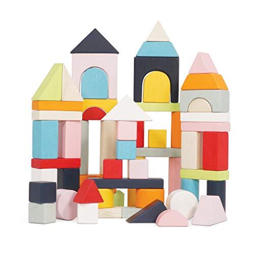 Le Toy Van - Educatieve houten bouwstenen 60-delige set speelgoed | Montessori Style Shape & Colour Development Toy - Geschikt voor 12 maanden +