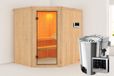Karibu Lilja Sauna porte en verre bronze poêle bio 3,6 kW commande externe