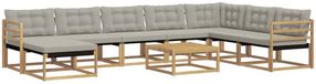 vidaXL - Hoek loungeset - 8 zitplekken - Wit en lichtgrijs - Massief acacia hout