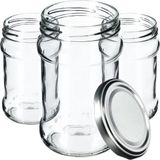 KADAX Kleine inmaakpotten, 315 ml, diameter 66 mm, potten voor honing, jampotten met deksel, luchtdichte, ronde potten (10 stuks, zilverkleurig)