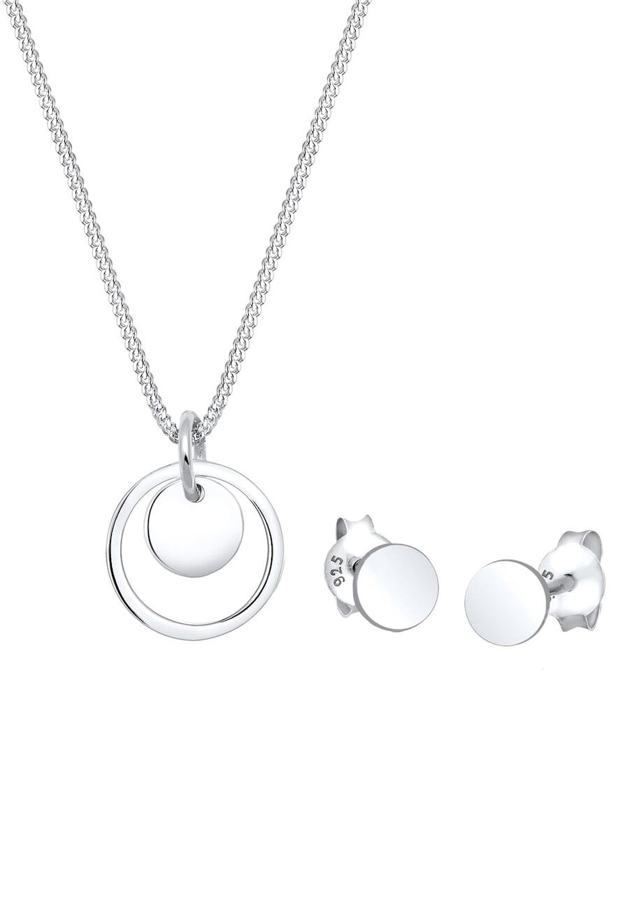 Elli Elli Elli Sieraden Set Dames Plaatje Hanger Cut-Out Geo Set Oorsteker in 925 Sterling Zilver Sieraden sets