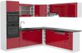 Vicco Hoekkeuken R-Line, Rode hoogglans/Wit, 247 x 237 cm, WB Antraciet