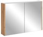 3xE living Armoire de toilette miroir, chêne artisanal doré, 104,6 cm, Flow | Murale, 104,6 x 14 x 57 cm, 2 portes miroir, 2 étagères, charnières amorties, 2 panneaux MDF 16 mm rainurés, modèle Flow