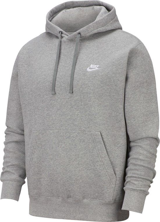 Nike Sportswear Club Hoodie Po Bb Heren Trui - Dk Grey Heather/Matte Silver/(White) - Maat L