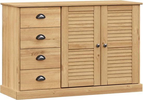 vidaXL Dressoir met lades VIGO 113x40x75 cm massief grenenhout Bruin