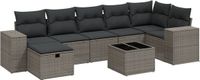vidaXL 8-delige loungeset met kussens, polyrattan, lichtgrijs