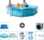 Intex Rond Frame Zwembad - 305 x 76 cm - Waterprint - Compleet Pakket