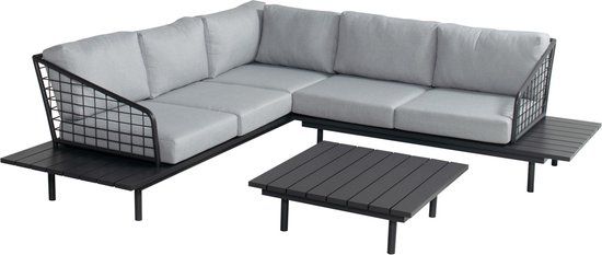 Hartman Capri 4-persoons Hoek Loungeset Incl. Salontafel - Zwart - 3 jaar garantie