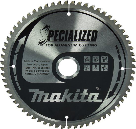 Makita B-33299 Afkortzaagblad voor Aluminium | Specialized | Ø 216mm Asgat 30mm 64T