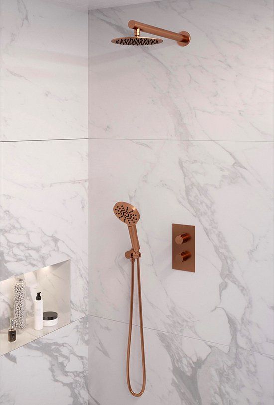 Brauer Copper Edition Inbouw Regendoucheset - 3-weg - Thermostatisch - Koper